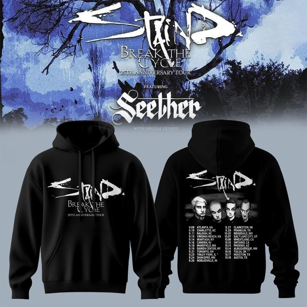 Staind Break The Cycle 25th Anniversary Tour 2026 Hoodie Staind Merch Gift For Rock Band Fans