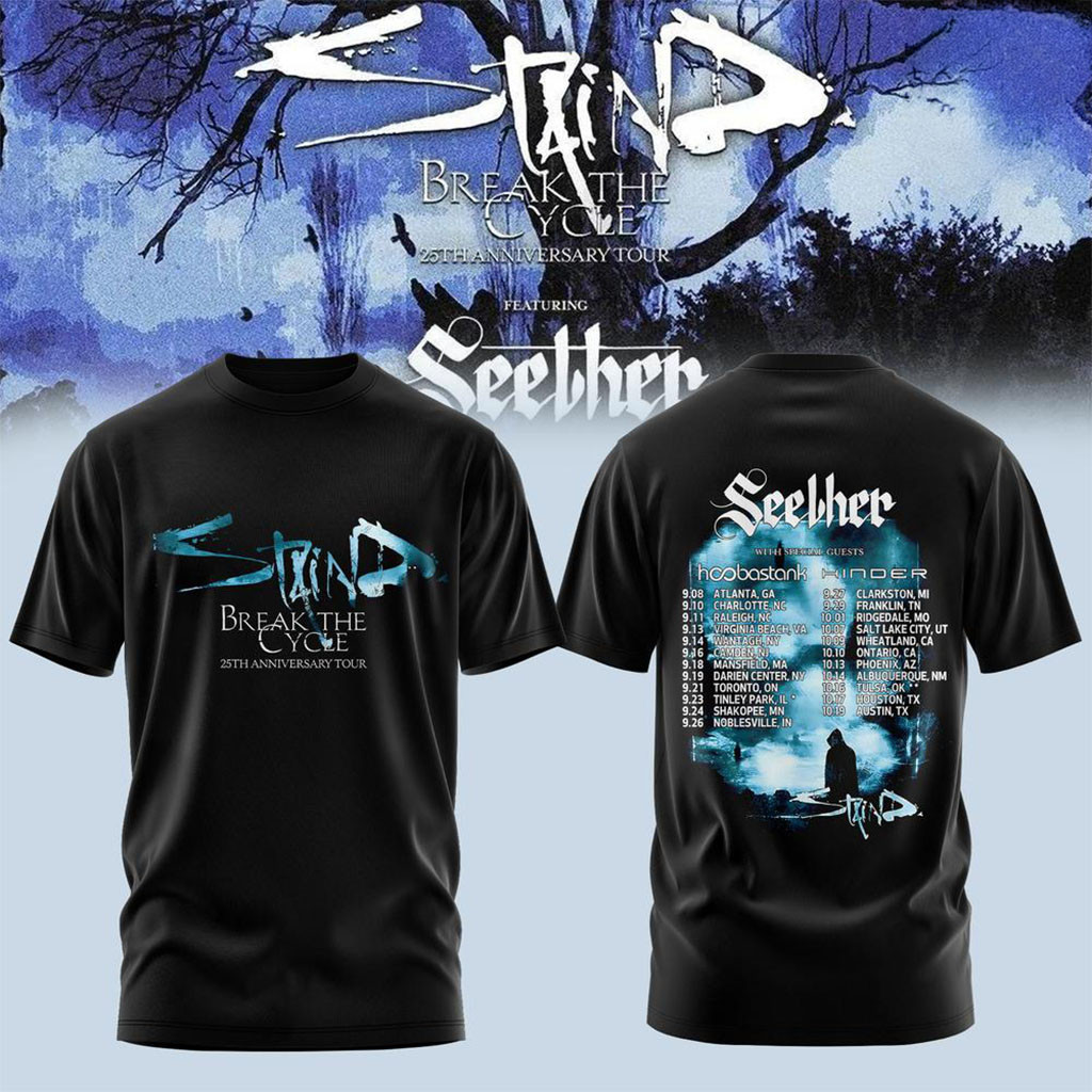 Staind Break The Cycle 25th Anniversary Tour 2026 T-Shirt Staind Merch Gifts For Friends