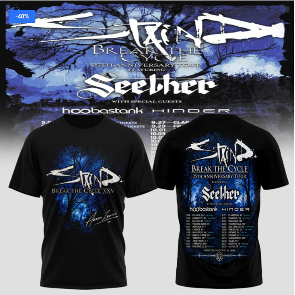 Staind Break The Cycle 25th Anniversary Tour T-Shirt Staind Merch Best Gifts For Music Lovers