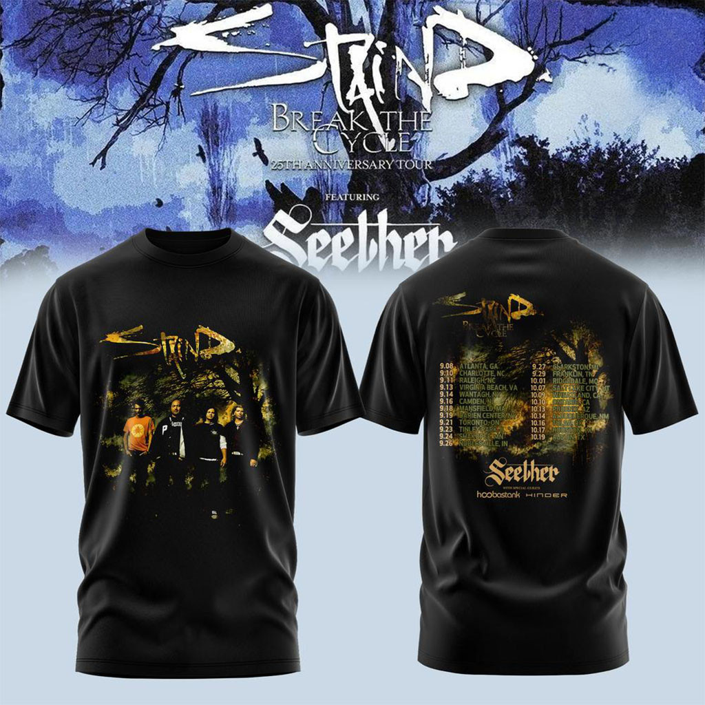 Staind Merch Break The Cycle 25th Anniversary Tour 2026 T-Shirt Cool Gifts For Music Lovers