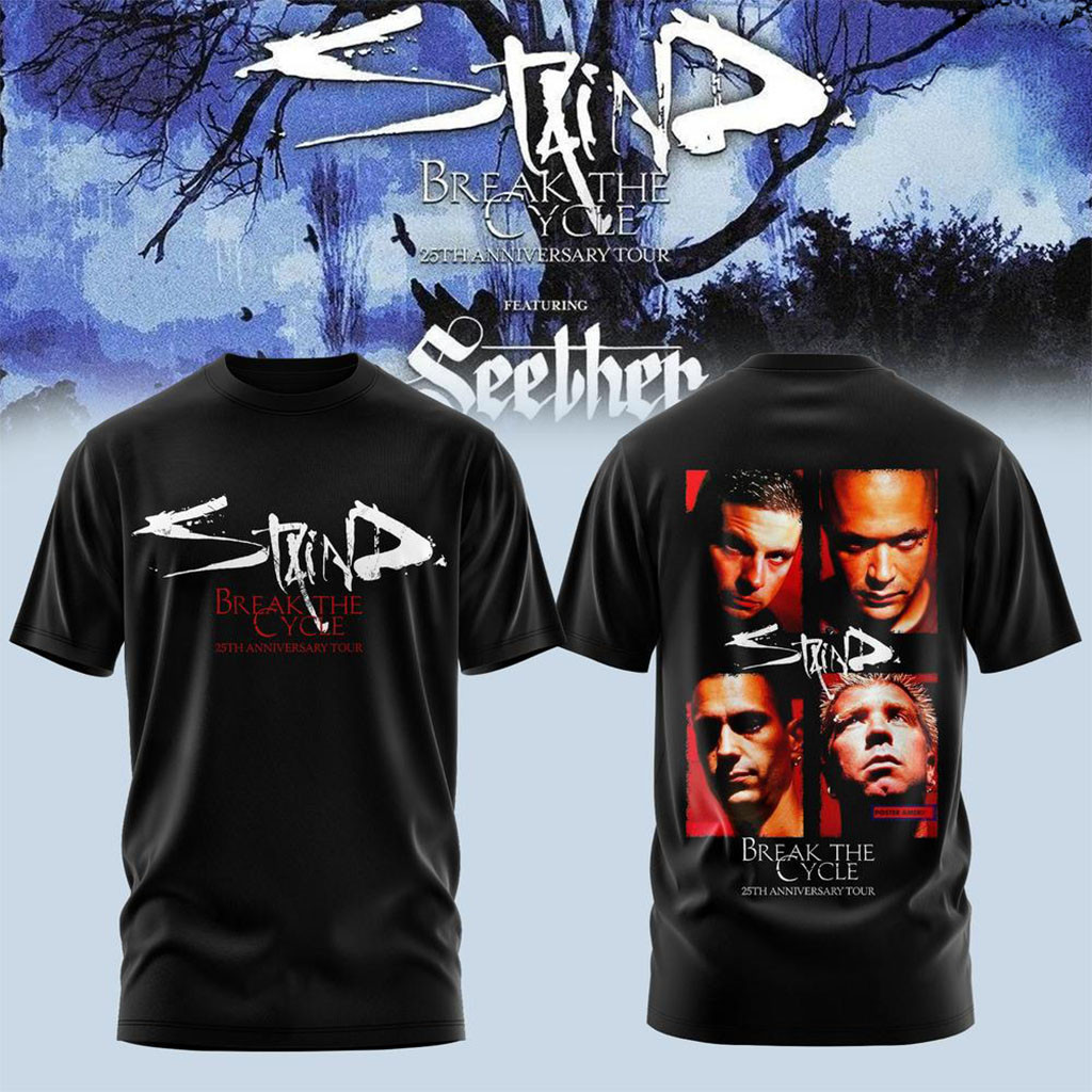Staind Merch Break The Cycle 25th Anniversary Tour 2026 T-Shirt Gifts For Music Fans Staind Merch Break The Cycle 25th Anniversary Tour 2026 T-Shirt Gifts For Music Fans