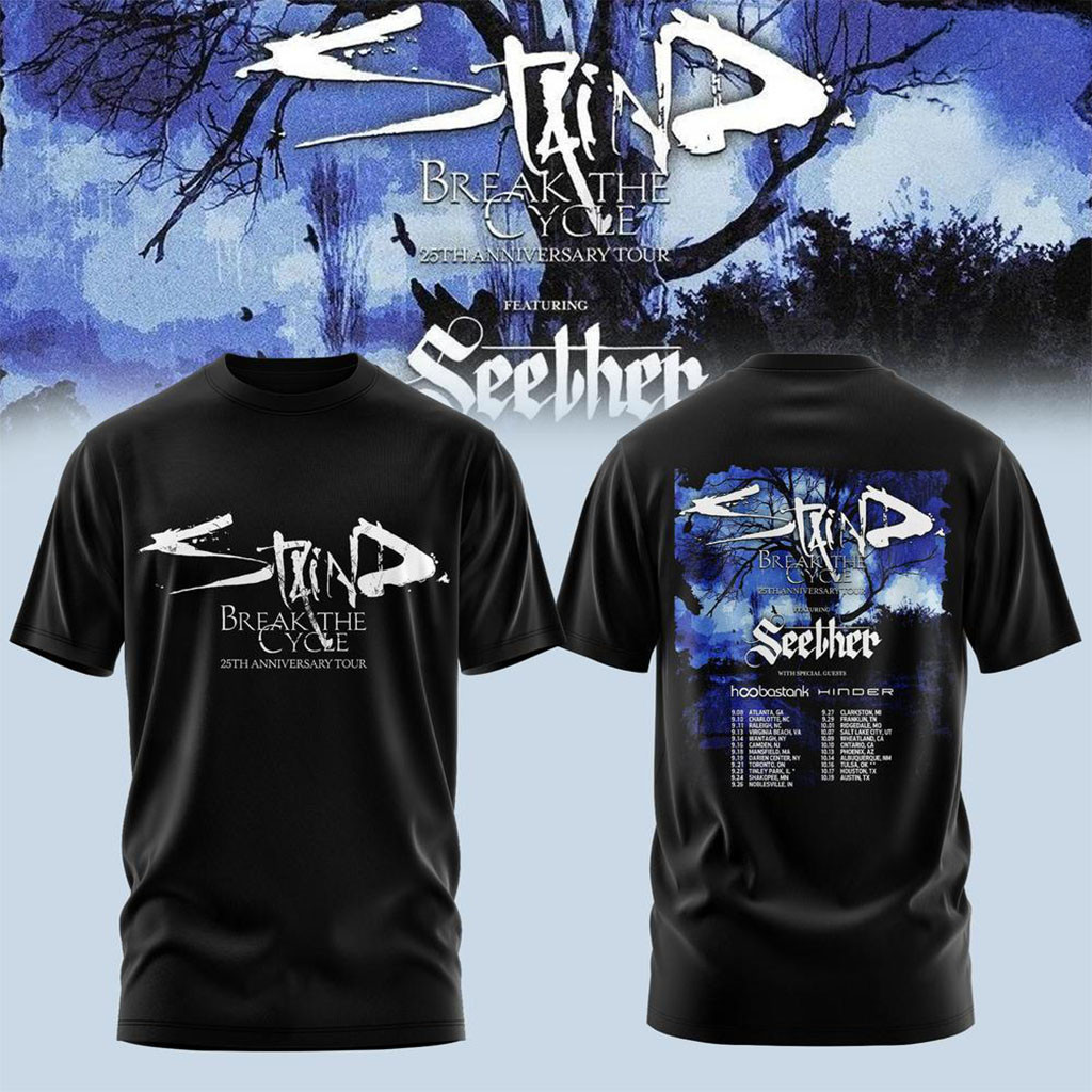 Staind Merch Break The Cycle 25th Anniversary Tour 2026 T-Shirt Gifts For Music Lovers