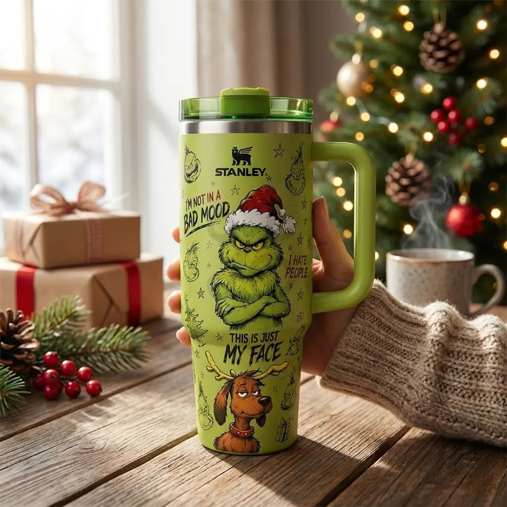 Stanley The Grinch Green Flowstate Tumbler I'm Not In A Bad Mood Cup Christmas Gift For Friends
