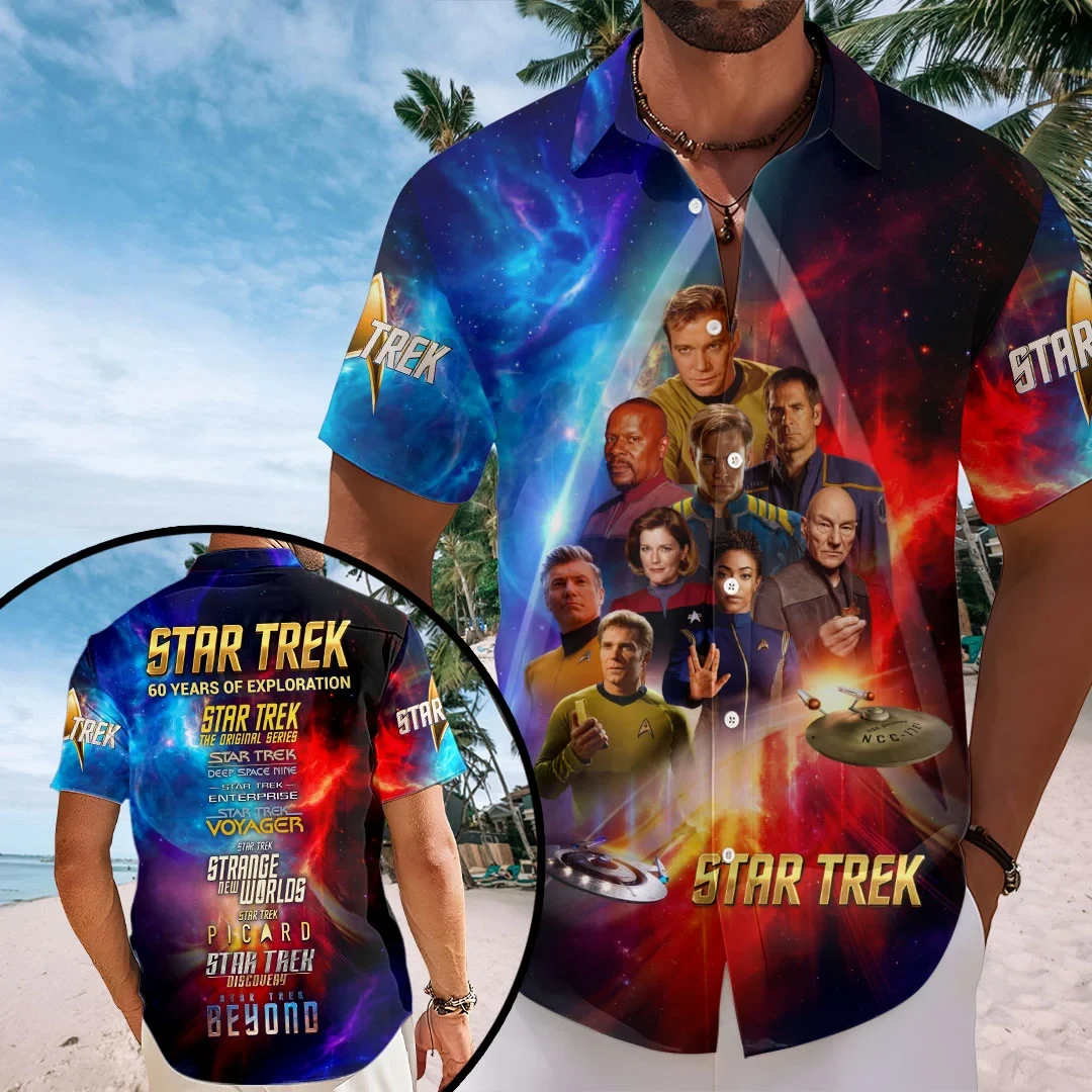 Star Trek 60 Years Of Exploration Hawaiian Shirt Legacy Characters Star Trek Merch Gifts For Fans
