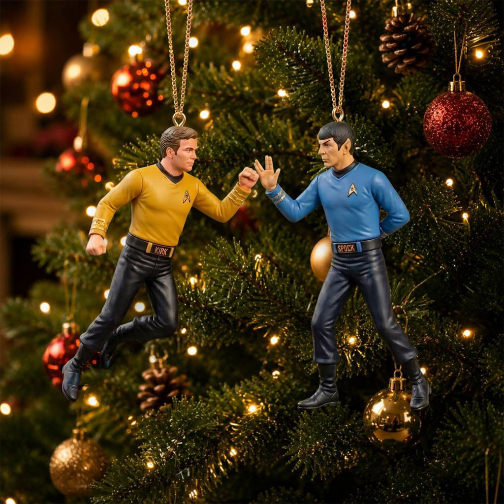 Star Trek Kirk and Spock Christmas Tree Ornament USS Enterprise Holiday Tree Decoration Gift