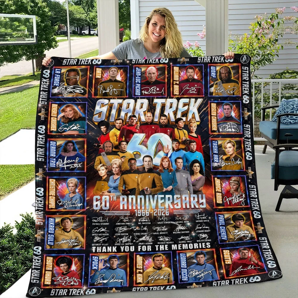 Star Trek Merch 60th Anniversary Quilt Blanket United Federation of Planets Collector's Gift