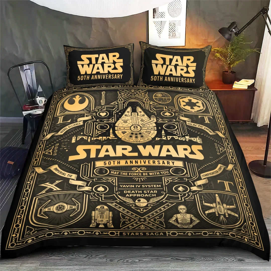 Star Wars 1977-2027 50 Years Celebration Bedding Set Memorial Star Wars Merch Fan Gifts Star Wars 1977-2027 50 Years Celebration Bedding Set Memorial Star Wars Merch Fan Gifts