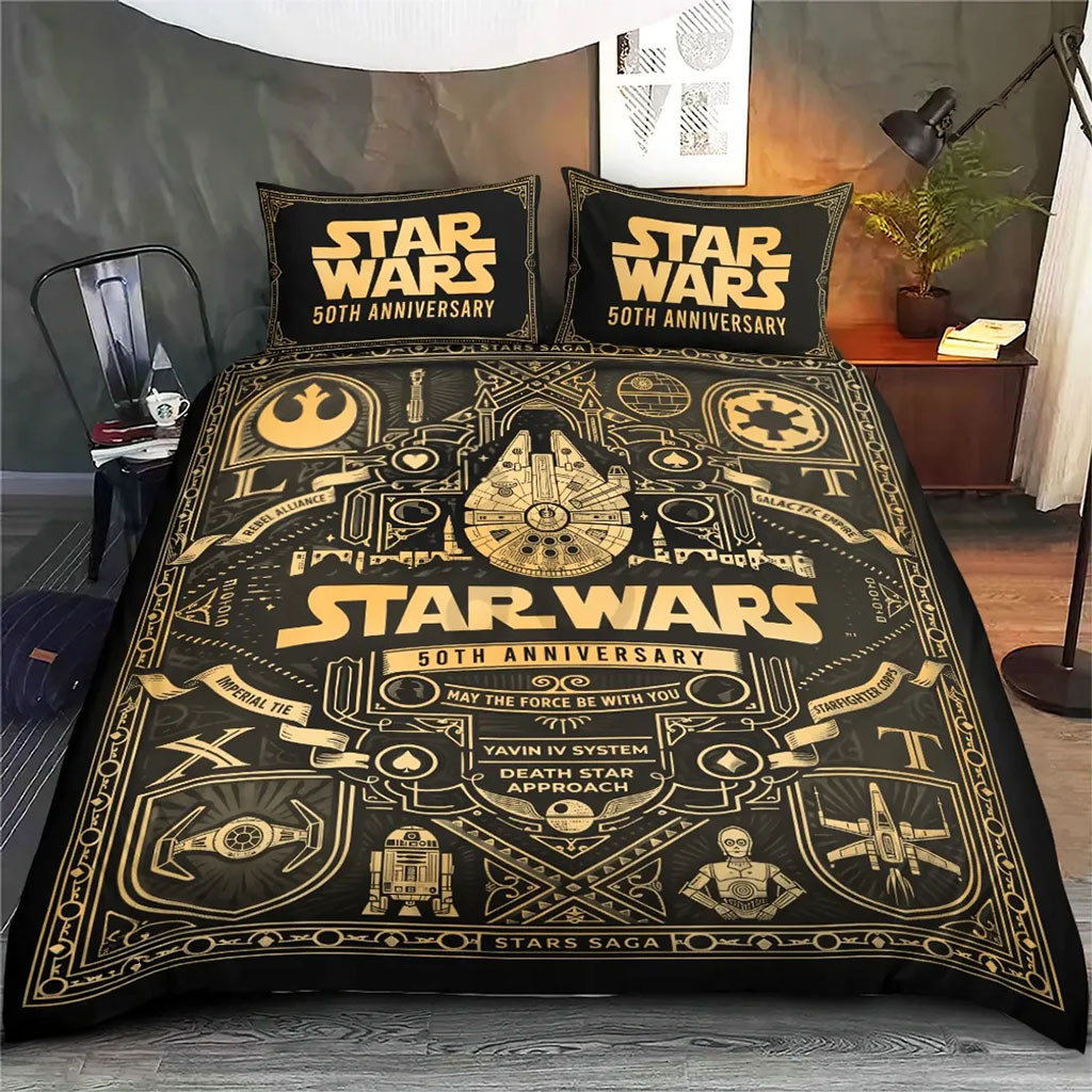 Star Wars 50th Anniversary Millennium Falcon Bedding Set May The Force Be With You Bed Decor Star Wars 50th Anniversary Millennium Falcon Bedding Set May The Force Be With You Bed Decor
