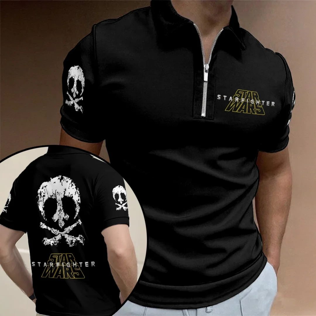 Star Wars Starfighter 2027 Skull Zip Polo Shirt Star Wars Merch 2027 Sci Fi Movie Fan Gift