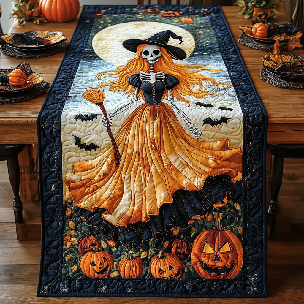 Starry Sorcery Quilted Table Runner Spooky Table Runner Black Cat Mom Gifts