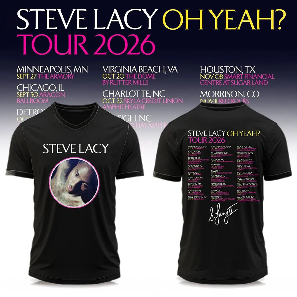 Steve Lacy Merch Oh Yeah Tour 2026 Signature V-Neck T-Shirt Gift For Friends Music Lovers