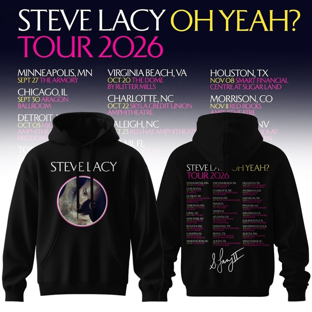 Steve Lacy Oh Yeah Tour 2026 Graphic Signature Schedule Hoodie Steve Lacy Merchandise