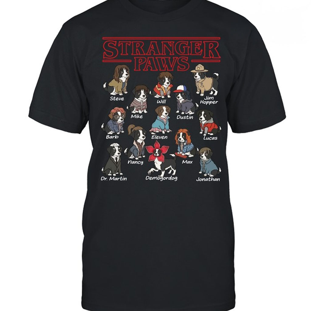 Stranger Paws Funny Border Collie Halloween T-Shirt Stranger Things Inspired Shirt Gifts