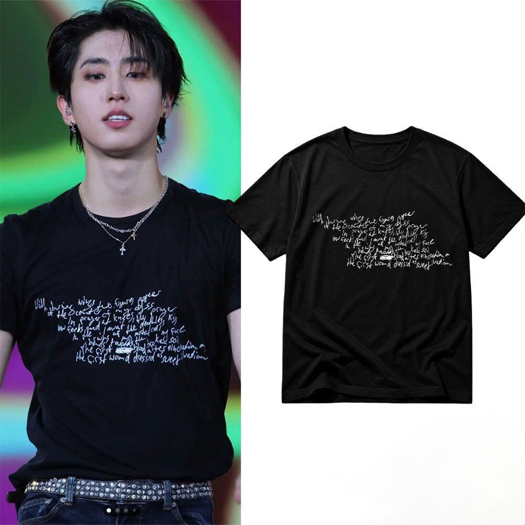 Stray Kids Han Jisung Handwritten Demeulemeester Poem Sample T-Shirt Stray Kids Merch Gifts