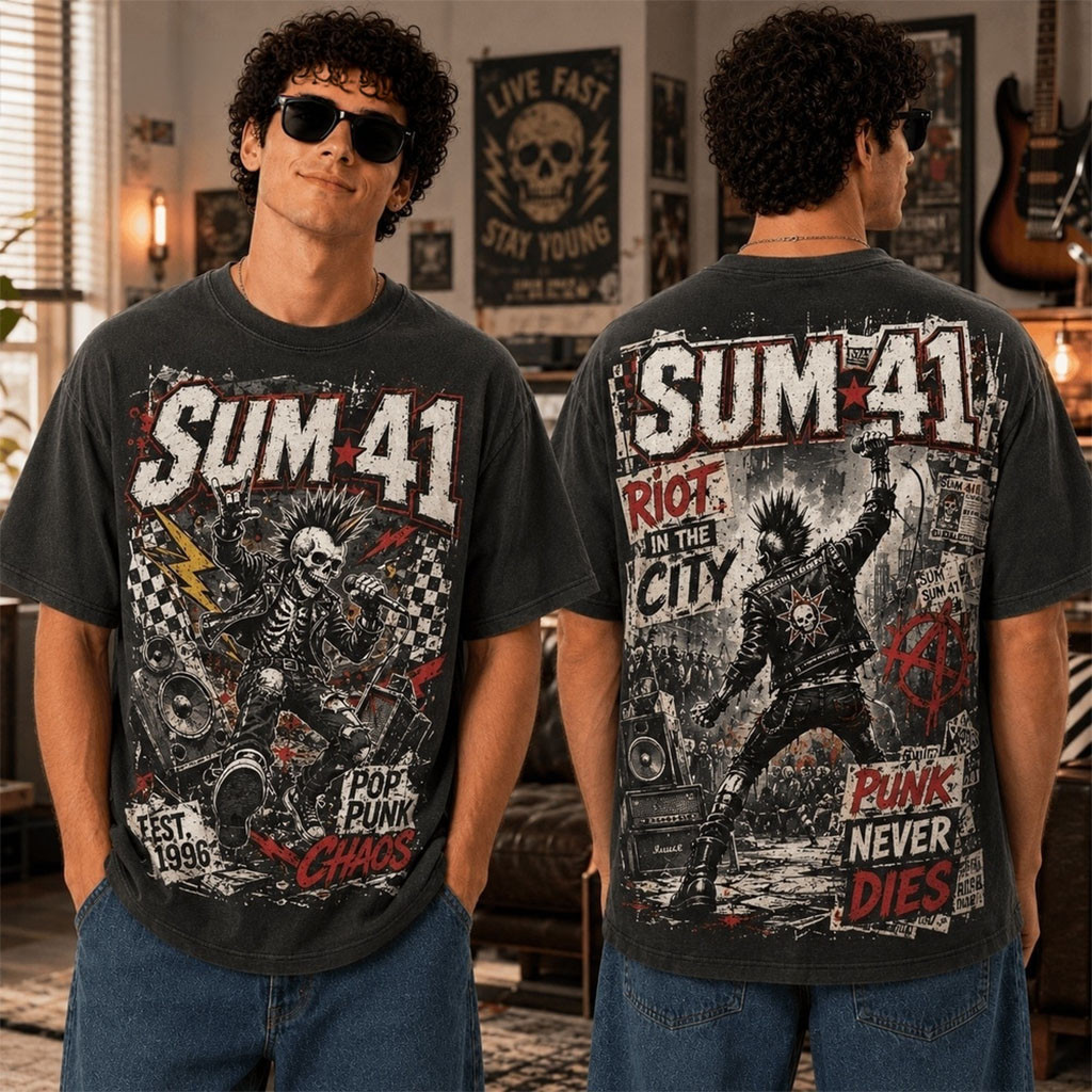Sum 41 Pop Punk Chaos Riot In The City Shirt Sum 41 Merch Music Lover Gift Ideas For Him Sum 41 Pop Punk Chaos Riot In The City Shirt Sum 41 Merch Music Lover Gift Ideas For Him