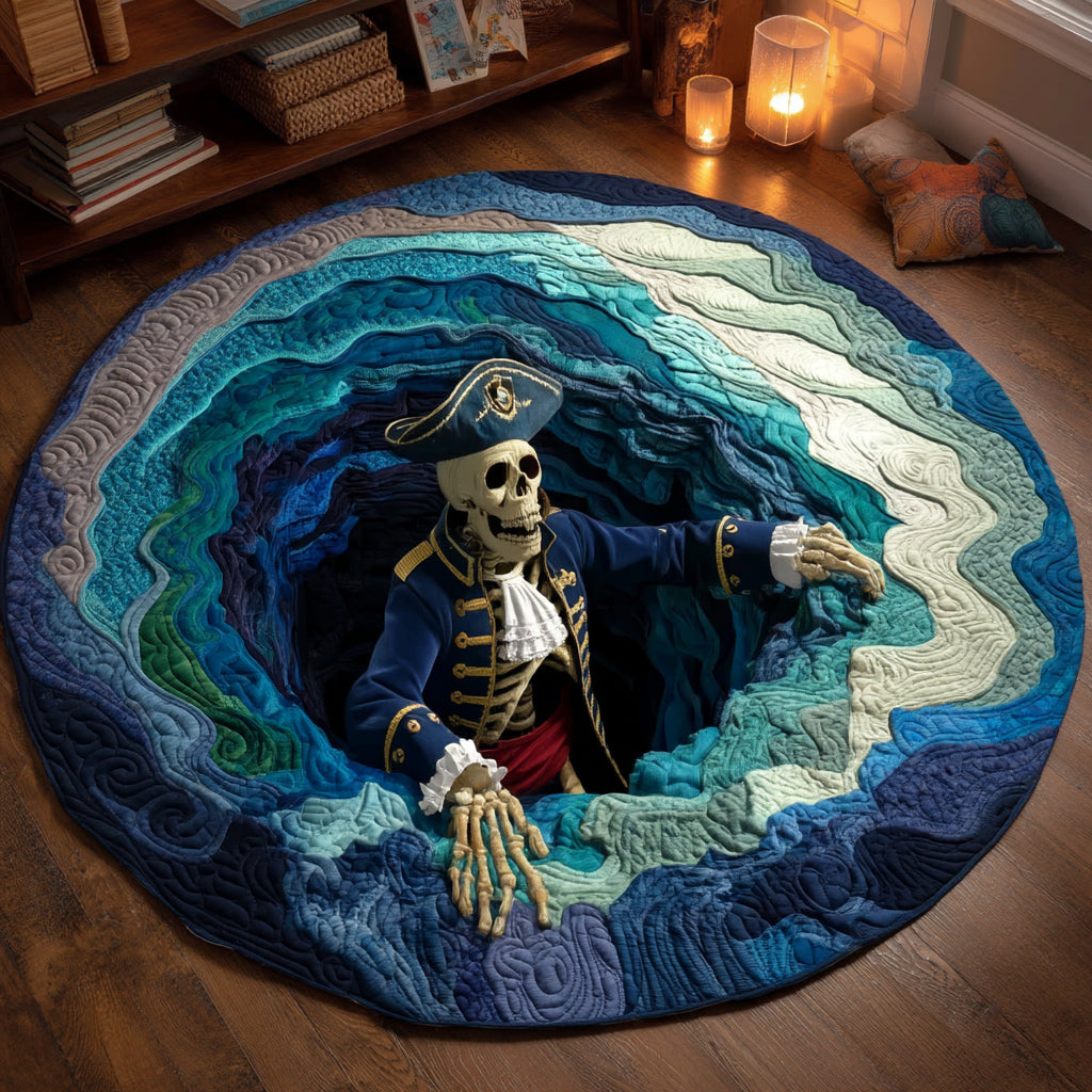 Sunken Pirate Quilted Round Mat Round Floor Rugs For Sale Halloween Family Gifts