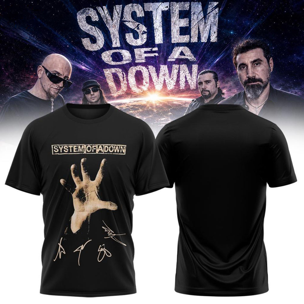System Of A Down Europe UK Stadium Tour 2026 Signature T-Shirt System Of A Down Merch Fan Gear