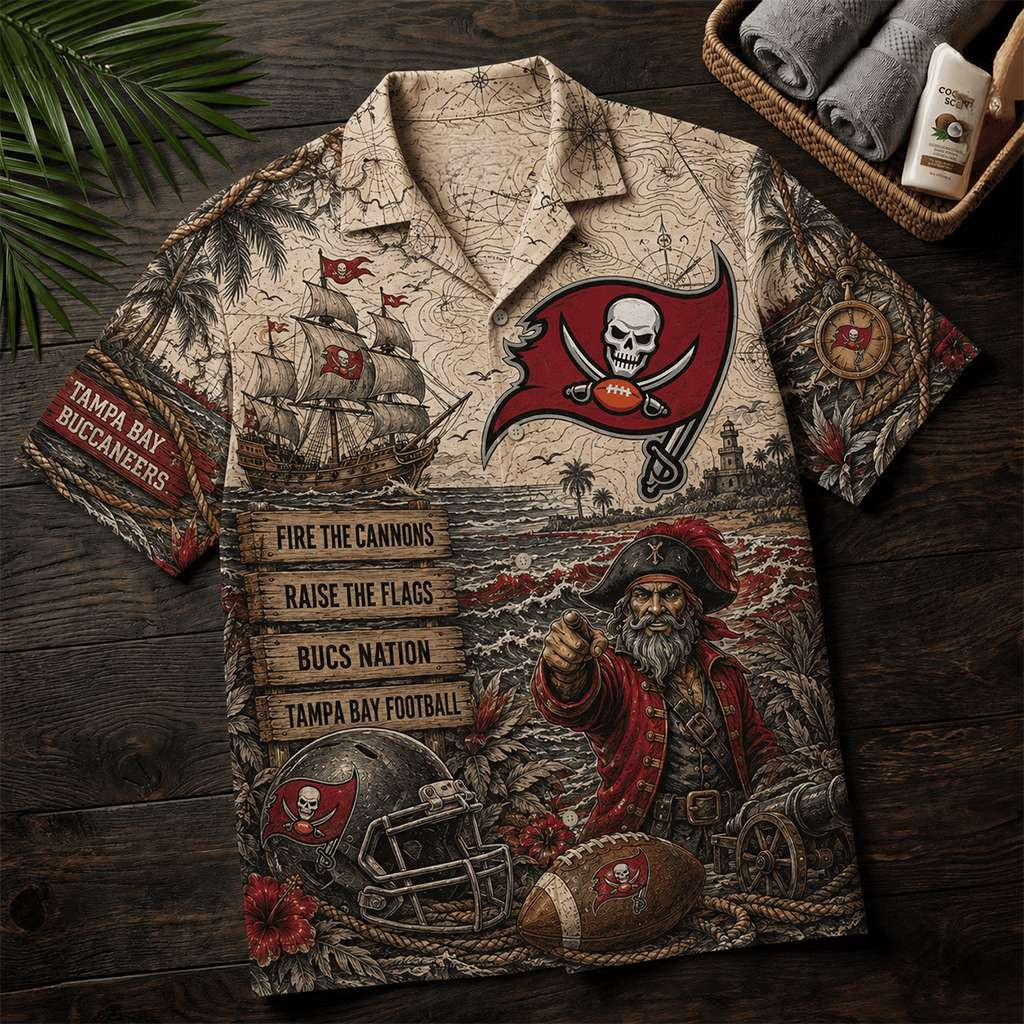 Tampa Bay Buccaneers Fire The Cannons Raise The Flags Hawaiian Shirt Buccaneers Merch Fan Gifts Tampa Bay Buccaneers Fire The Cannons Raise The Flags Hawaiian Shirt Buccaneers Merch Fan Gifts