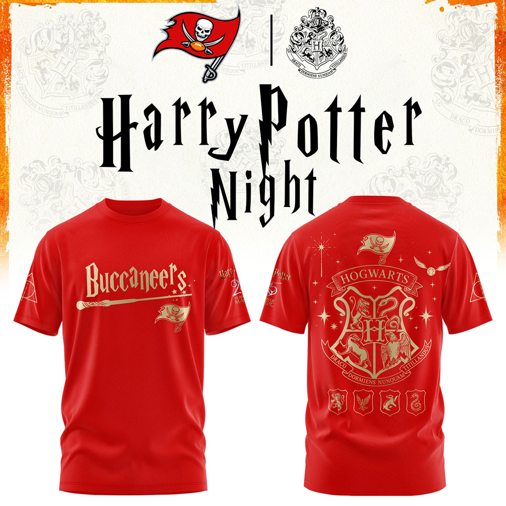 Tampa Bay Buccaneers Harry Potter 25th Anniversary T-Shirt 2026 Bucs Merch Football Fan Gifts