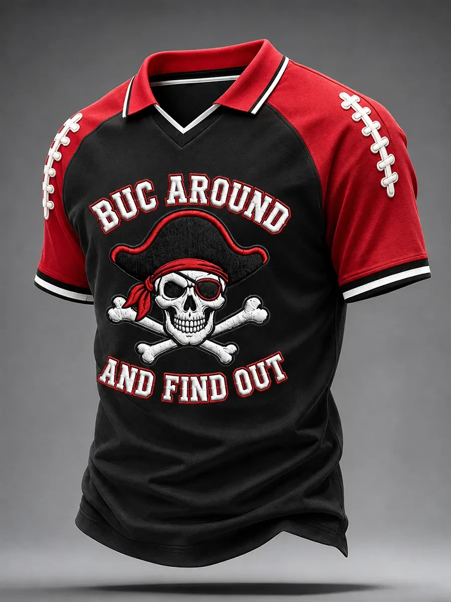 Tampa Bay Buccaneers Merch Buc Around And Find Out Tampa Bay Football V-Neck Polo Jersey Men