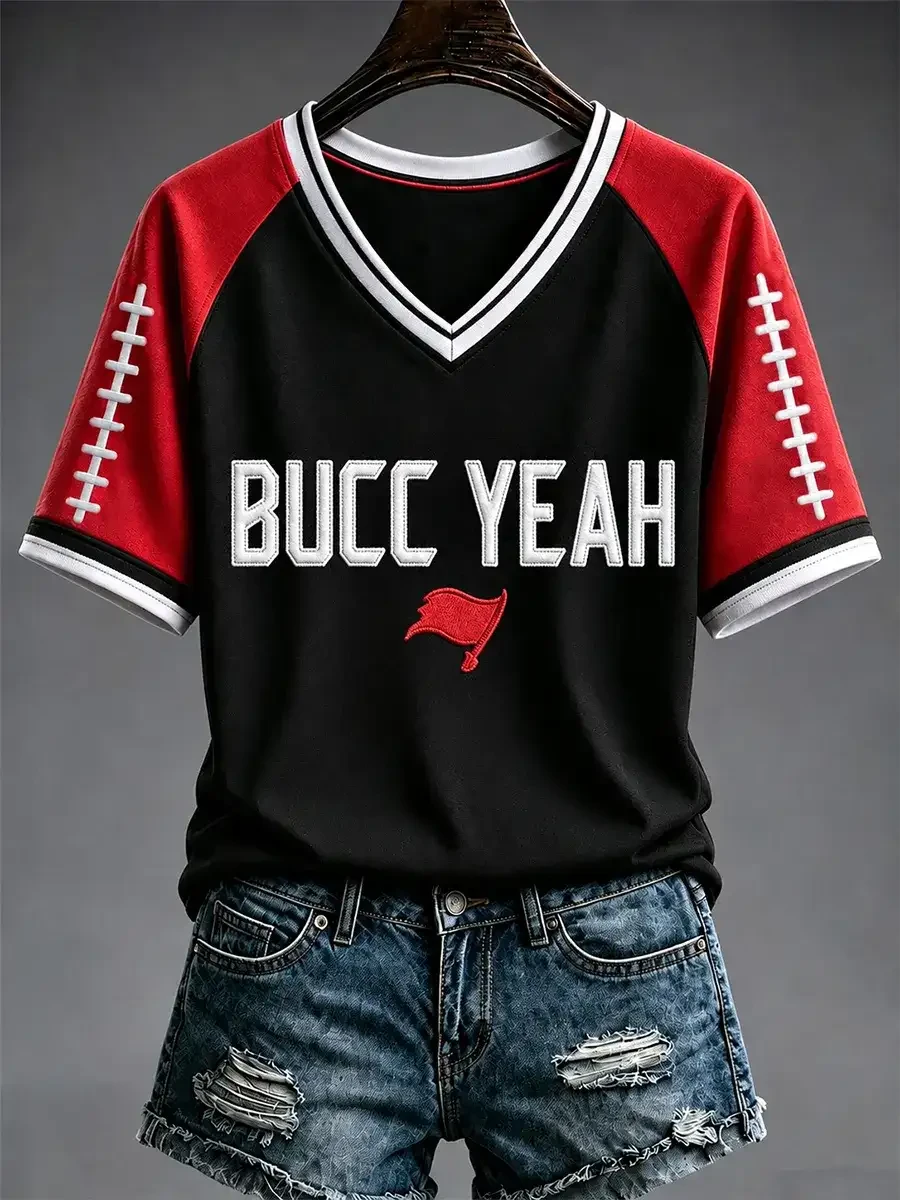Tampa Bay Buccaneers Merch Bucc Yeah Tampa Bay Football V-Neck Shirt Game Day Fan Outfit