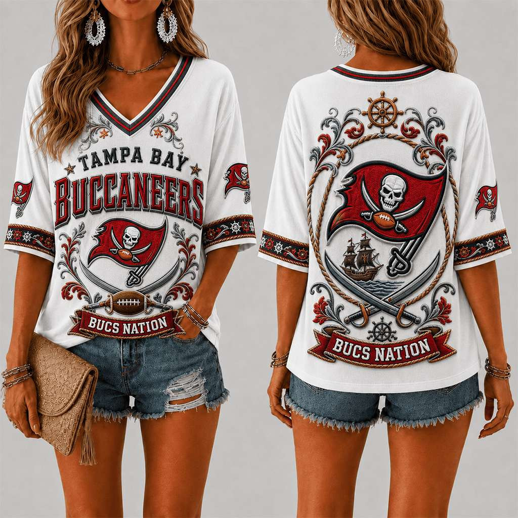 Tampa Bay Buccaneers Merch Bucs Nation V-Neck Shirt Gifts For American Football Fans Tampa Bay Buccaneers Merch Bucs Nation V-Neck Shirt Gifts For American Football Fans