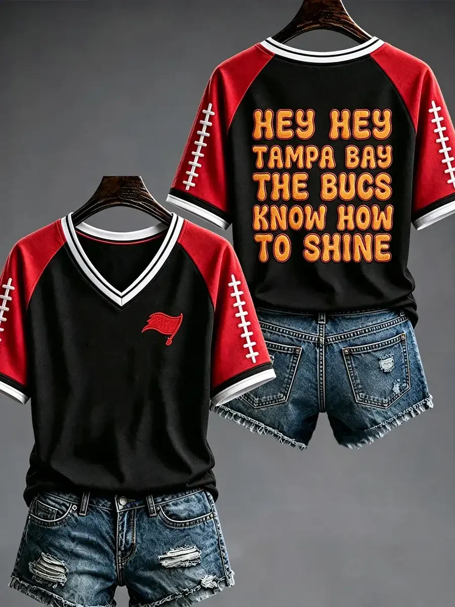 Tampa Bay Buccaneers Merch Hey Tampa Bay The Bucs Football V-Neck Shirt Game Day Gear