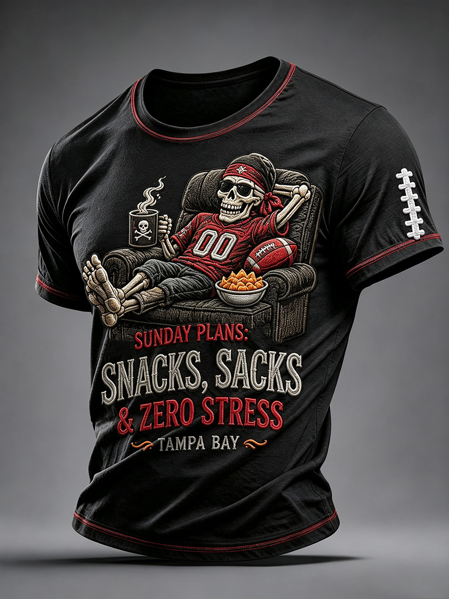 Tampa Bay Buccaneers Merch Sunday Plans Snacks Sacks And Zero Stress Tampa Bay Football T-Shirt Tampa Bay Buccaneers Merch Sunday Plans Snacks Sacks And Zero Stress Tampa Bay Football T-Shirt