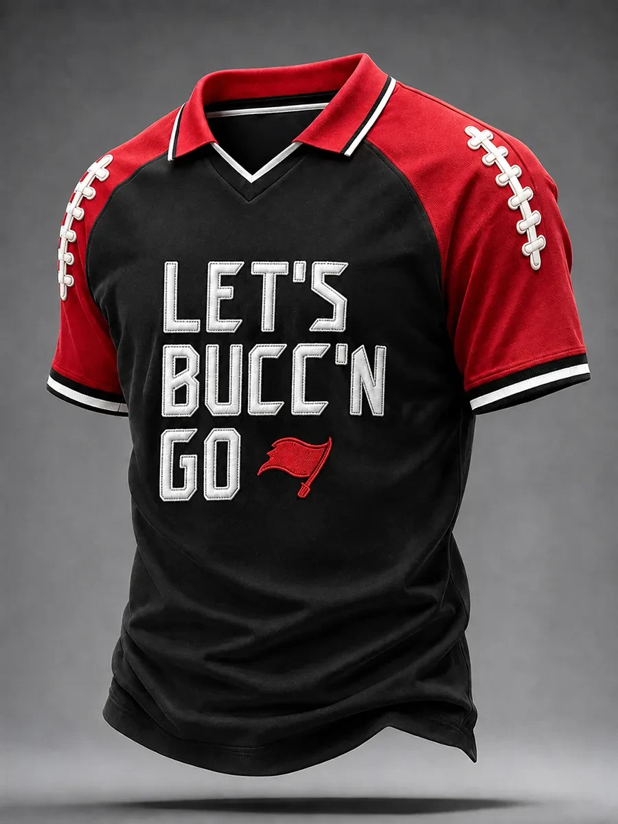 Tampa Bay Buccaneers Merch Tampa Bay Football Let's Bucc'n Go V-Neck Polo Jersey Fan Gifts Tampa Bay Buccaneers Merch Tampa Bay Football Let's Bucc'n Go V-Neck Polo Jersey Fan Gifts