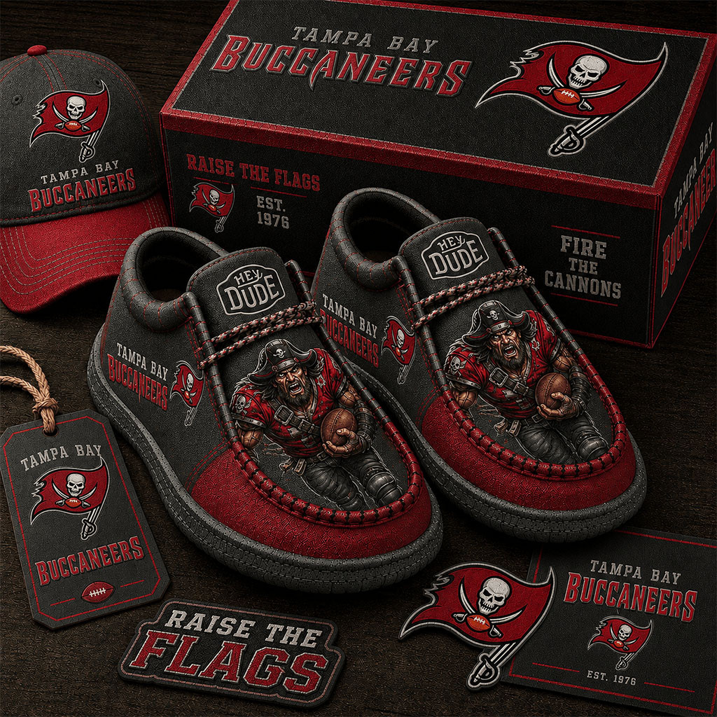 Tampa Bay Buccaneers Shoes Raise The Flag Loafers Buccaneers Merch Football Themed Gifts