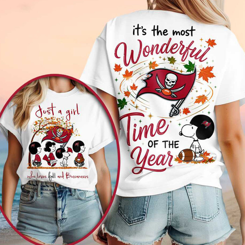 Tampa Bay Buccaneers Snoopy Fall Leaves Graphic Shirt Buccaneers Merch Football Related Gifts