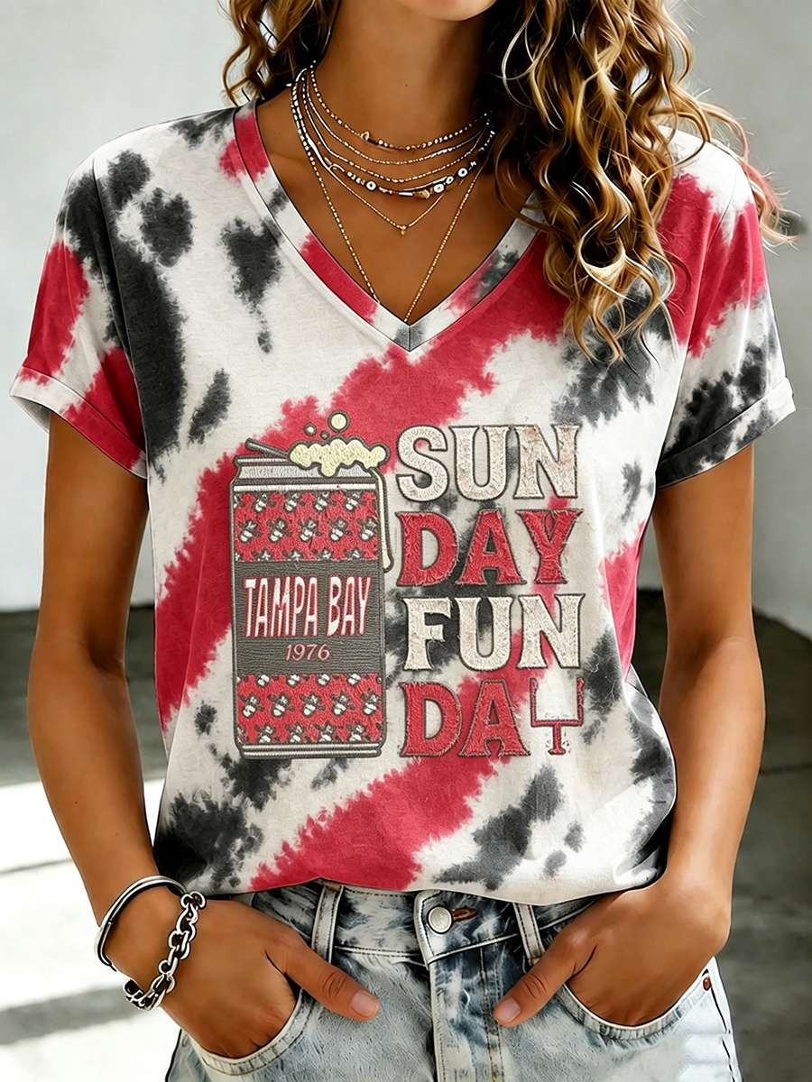 Tampa Bay Buccaneers Sunday Funday V-Neck Shirt 2026 Buccaneers Merch Game Day Football Fan Gift