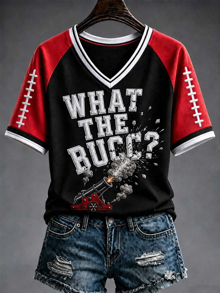 Tampa Bay Buccaneers What The Bucc V-Neck Shirt Buccaneers Merch Game Day Football Fan Gear