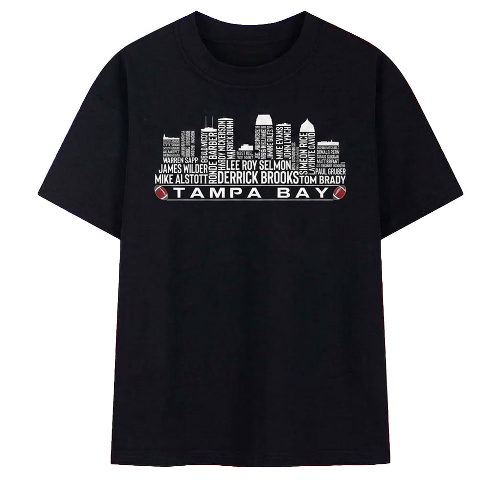 Tampa Bay Football Legends Names Skyline Typography Graphic T-Shirt TB Buccaneers Merch