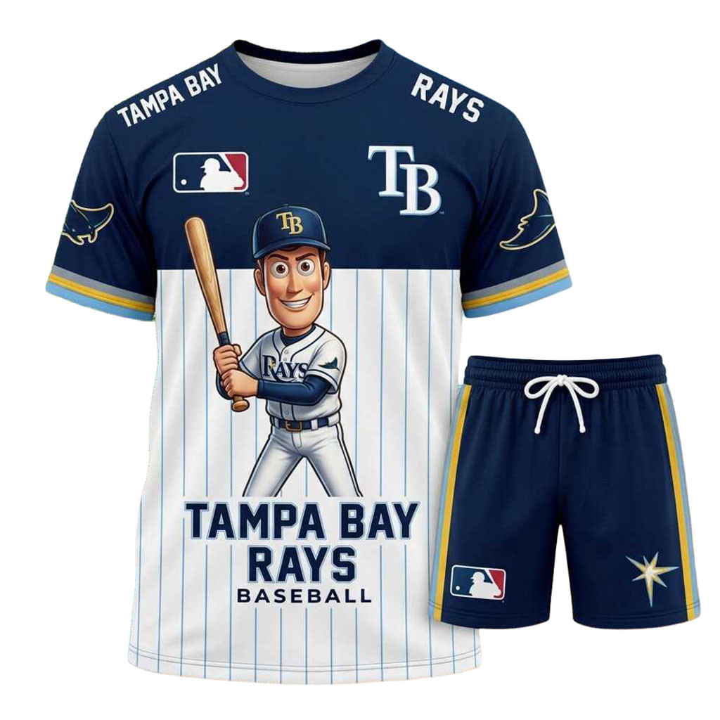 Tampa Bay Rays Cartoon Character Sports Shirt And Shorts Rays Merch Gifts For Baseball Lovers