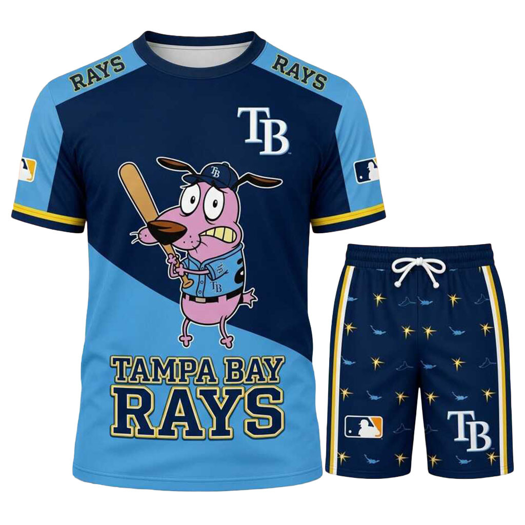 Tampa Bay Rays Courage The Cowardly Dog Shirt And Shorts Set Rays Merch Gift For Baseball Fans Tampa Bay Rays Courage The Cowardly Dog Shirt And Shorts Set Rays Merch Gift For Baseball Fans