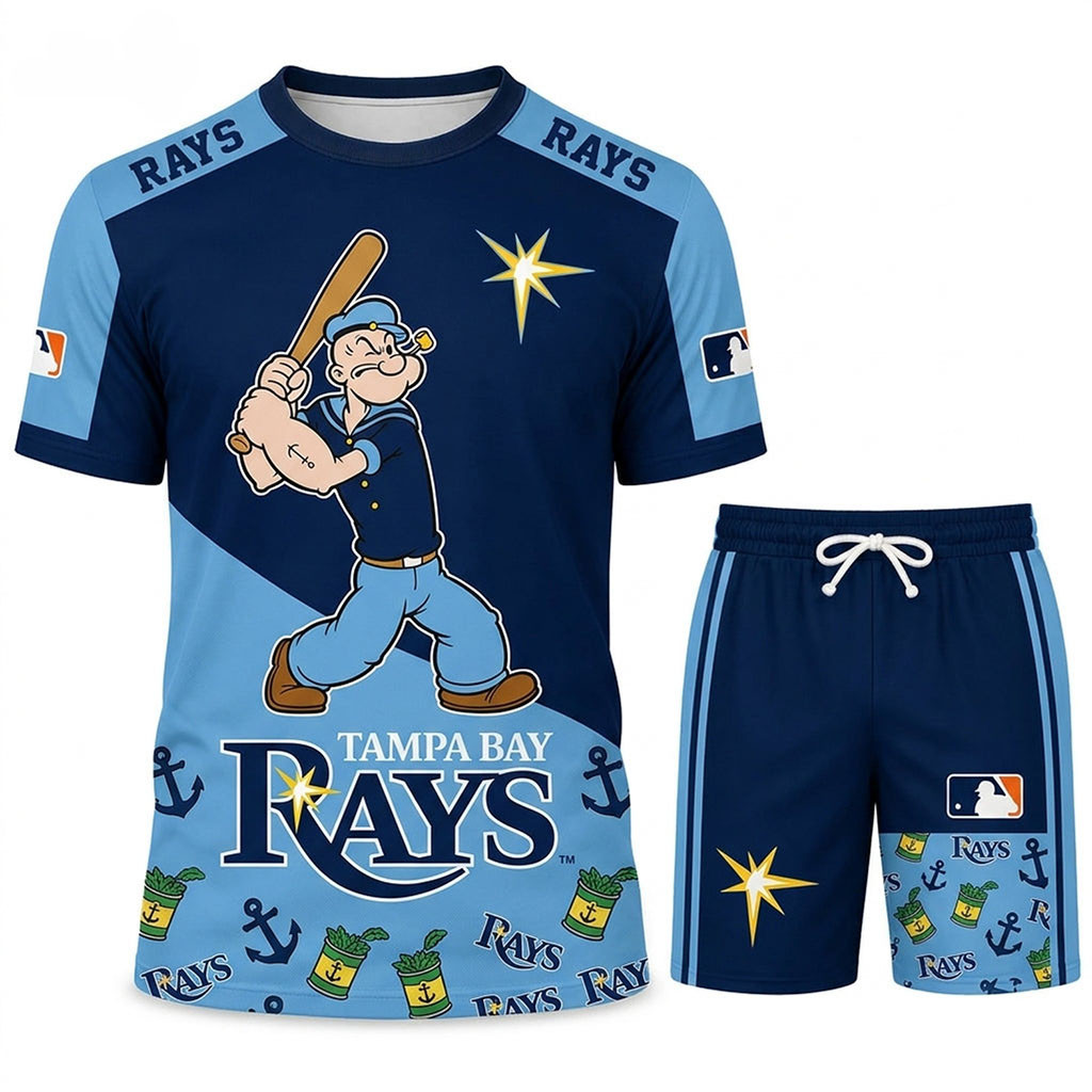 Tampa Bay Rays X Popeye The Sailor T-Shirt And Shorts Set Rays Merch Baseball Enthusiast Gifts