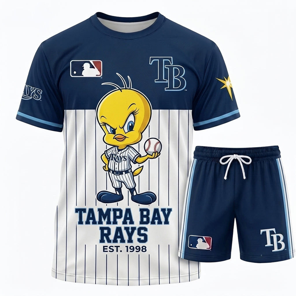 Tampa Bay Rays X Tweety Looney Tunes T-Shirt And Shorts Set Rays Merch Gift For Baseball Lovers