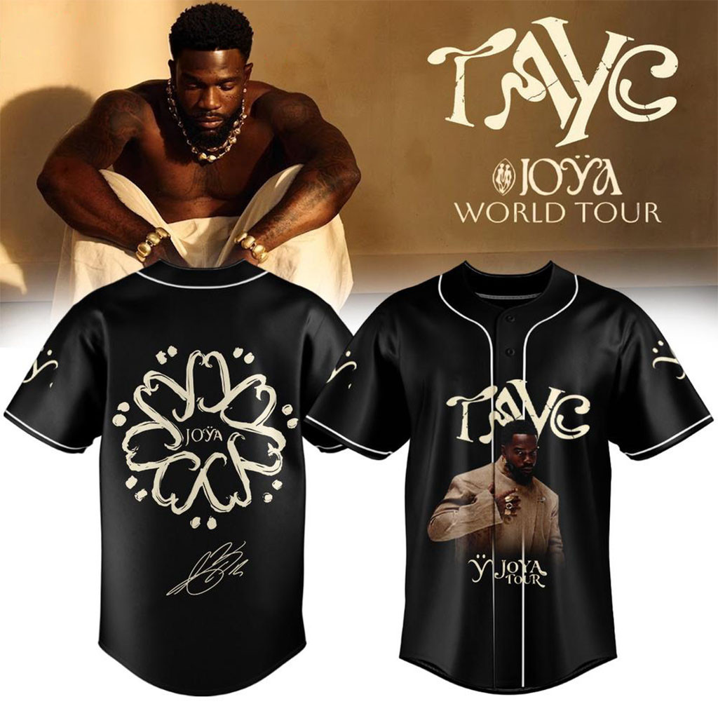 Tayc Merch JOYA TOUR Signature 2026 Black Baseball Jersey Unique Gifts For Music Lovers