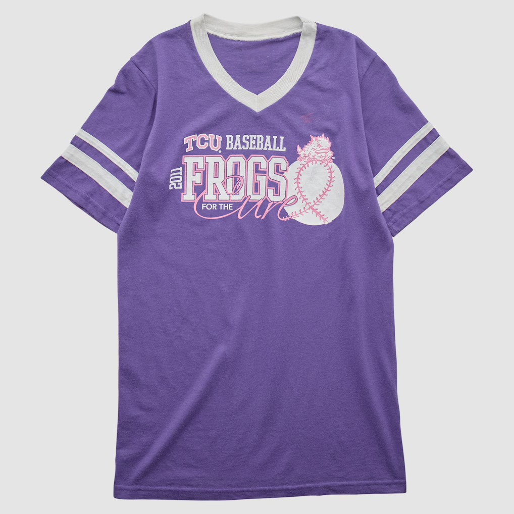 TCU Horned Frogs Merch 2026 TCU Frogs Baseball For The Cure 2021 V-Neck Shirt Best Gift For Fan