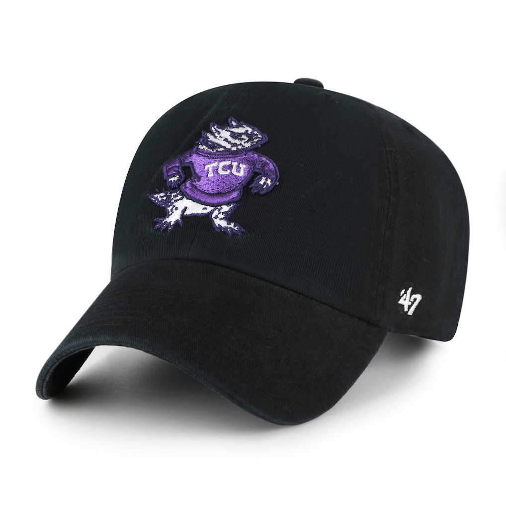 TCU Horned Frogs Merch 2026 TCU Horned Frogs '47 Embroidered Hat Black Cool Football Gifts TCU Horned Frogs Merch 2026 TCU Horned Frogs '47 Embroidered Hat Black Cool Football Gifts