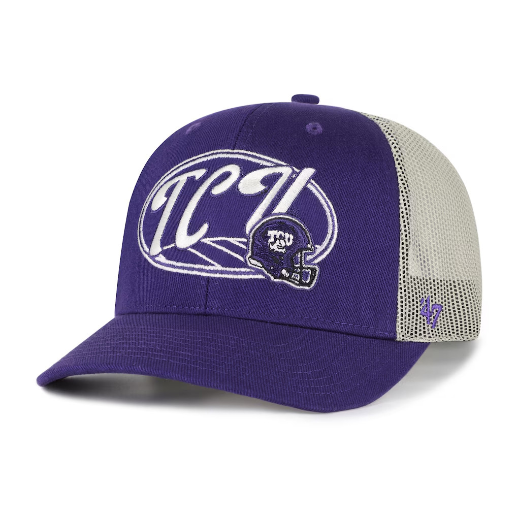 TCU Horned Frogs Merch 2026 TCU Horned Frogs '47 Trucker Hat Gifts For Football Lovers