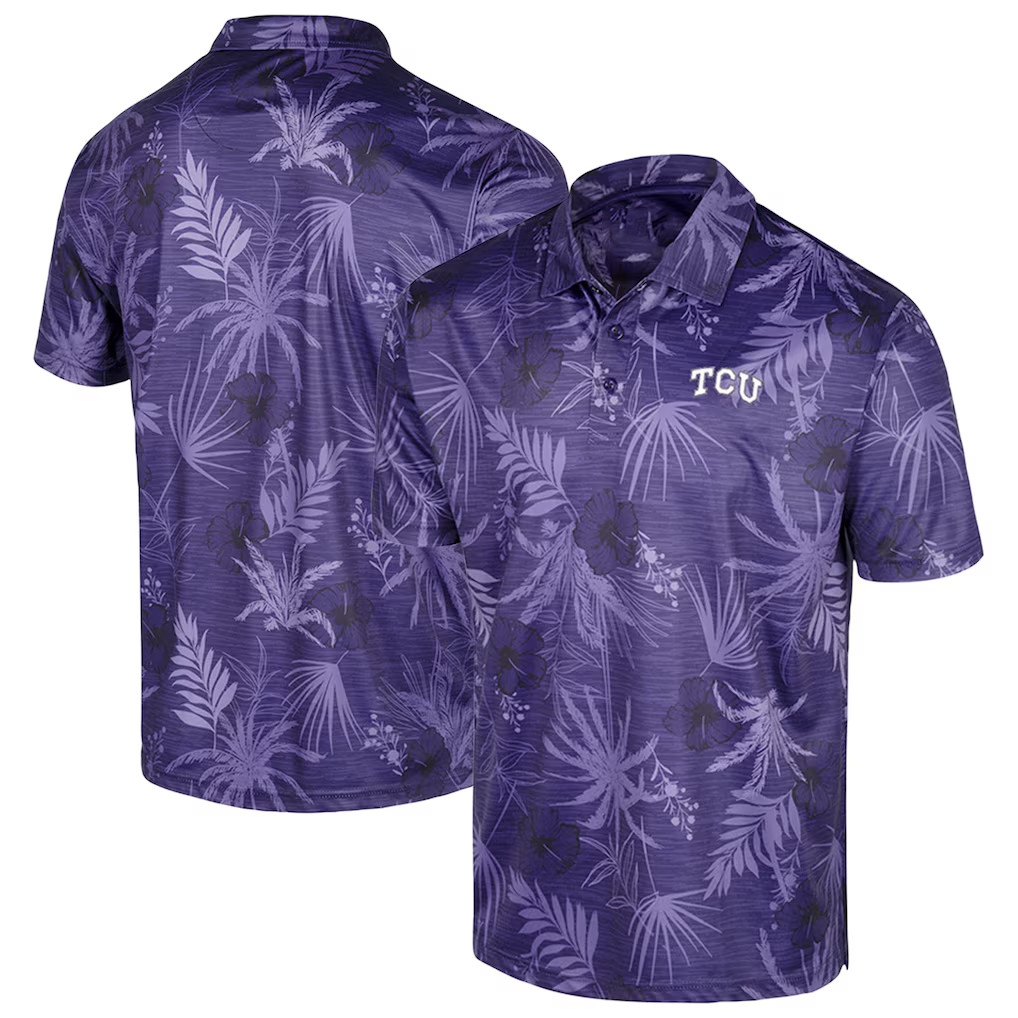 TCU Horned Frogs Merch 2026 TCU Horned Frogs Colosseum Palms Team Polo Shirt Gift For Dad TCU Horned Frogs Merch 2026 TCU Horned Frogs Colosseum Palms Team Polo Shirt Gift For Dad
