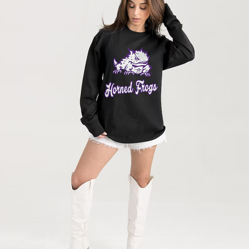 TCU Horned Frogs Merch 2026 TCU Horned Frogs Gameday Couture Honor Roll Long Sleeve Shirt Black