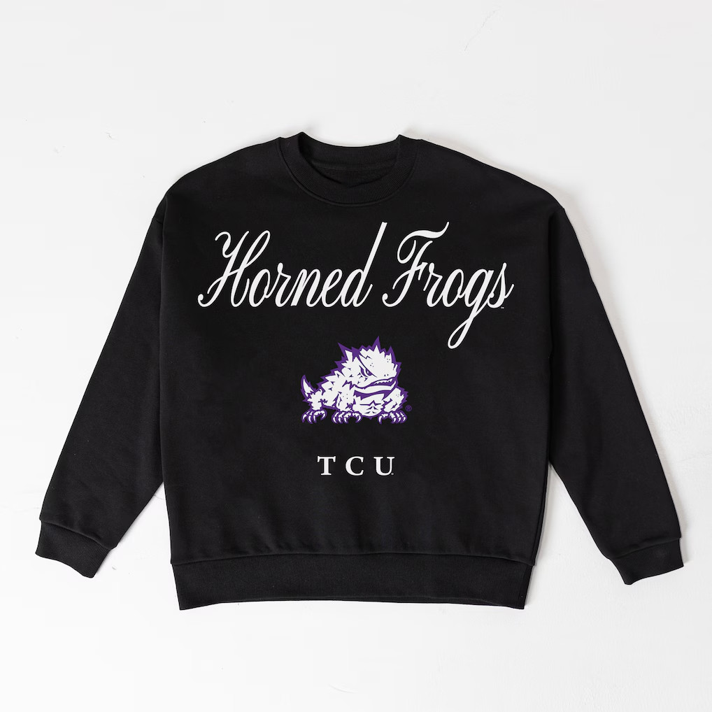 TCU Horned Frogs Merch 2026 TCU Horned Frogs Gameday Couture Legacy Club Sweatshirt Black