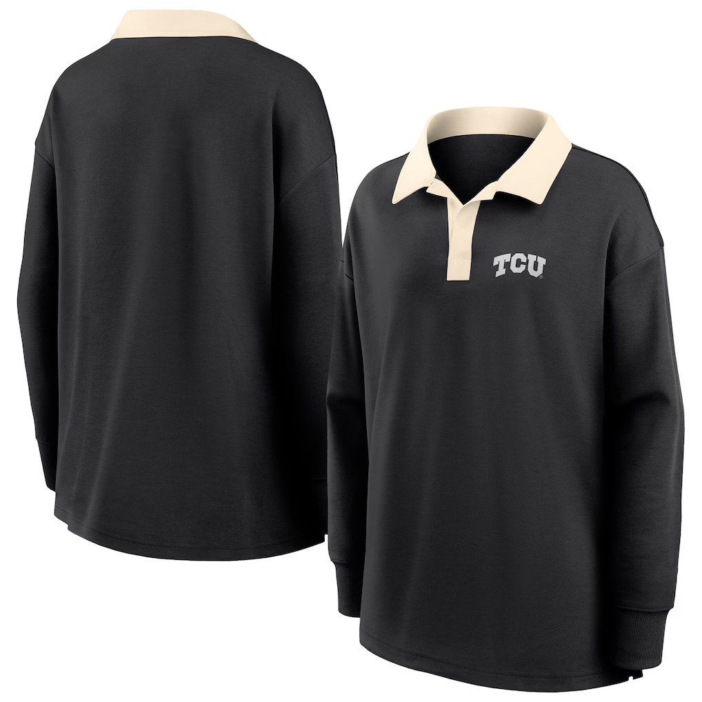 TCU Horned Frogs Merch 2026 TCU Horned Frogs Long Sleeve Polo Shirt Black Gift For Game Day
