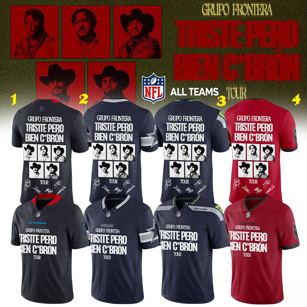Team Football X Grupo Frontera Triste Pero Bien Cabron Tour Jersey Grupo Frontera Merch Fan Gear