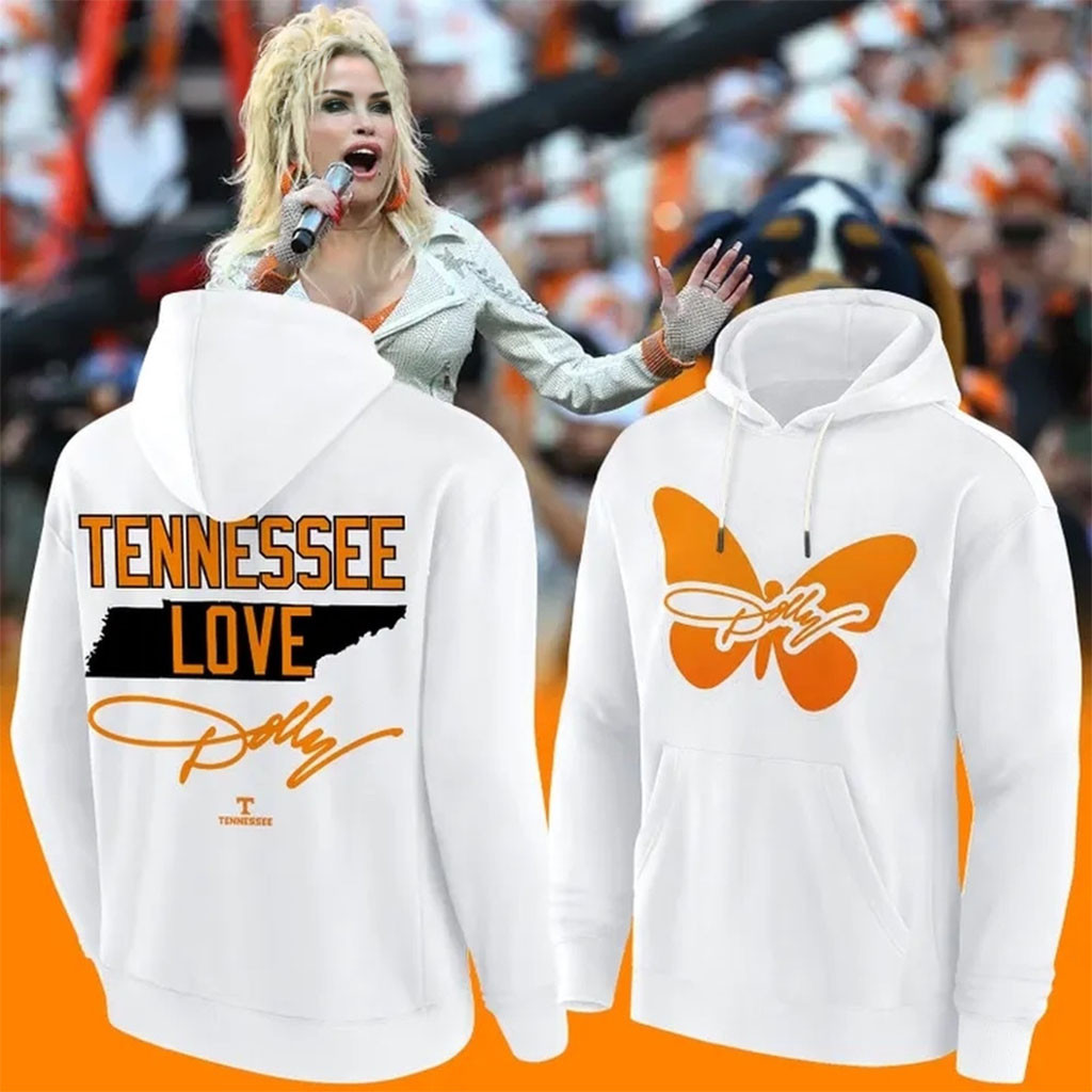Tennessee Football Dolly Parton Signed White Hoodie Volunteers Merch RIP Dolly Parton Gifts