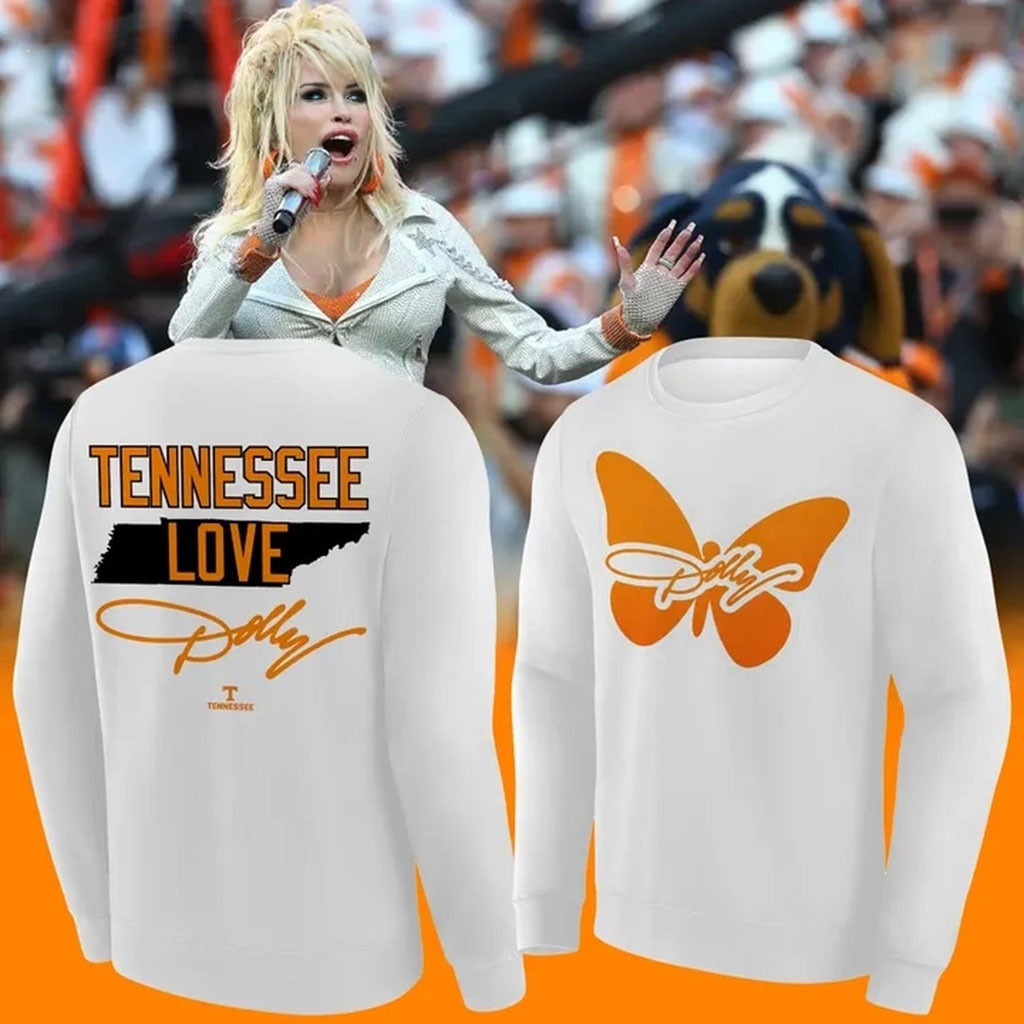 Tennessee Football Dolly Parton Signed White Sweatshirt Volunteers Merch RIP Dolly Parton Shirt
