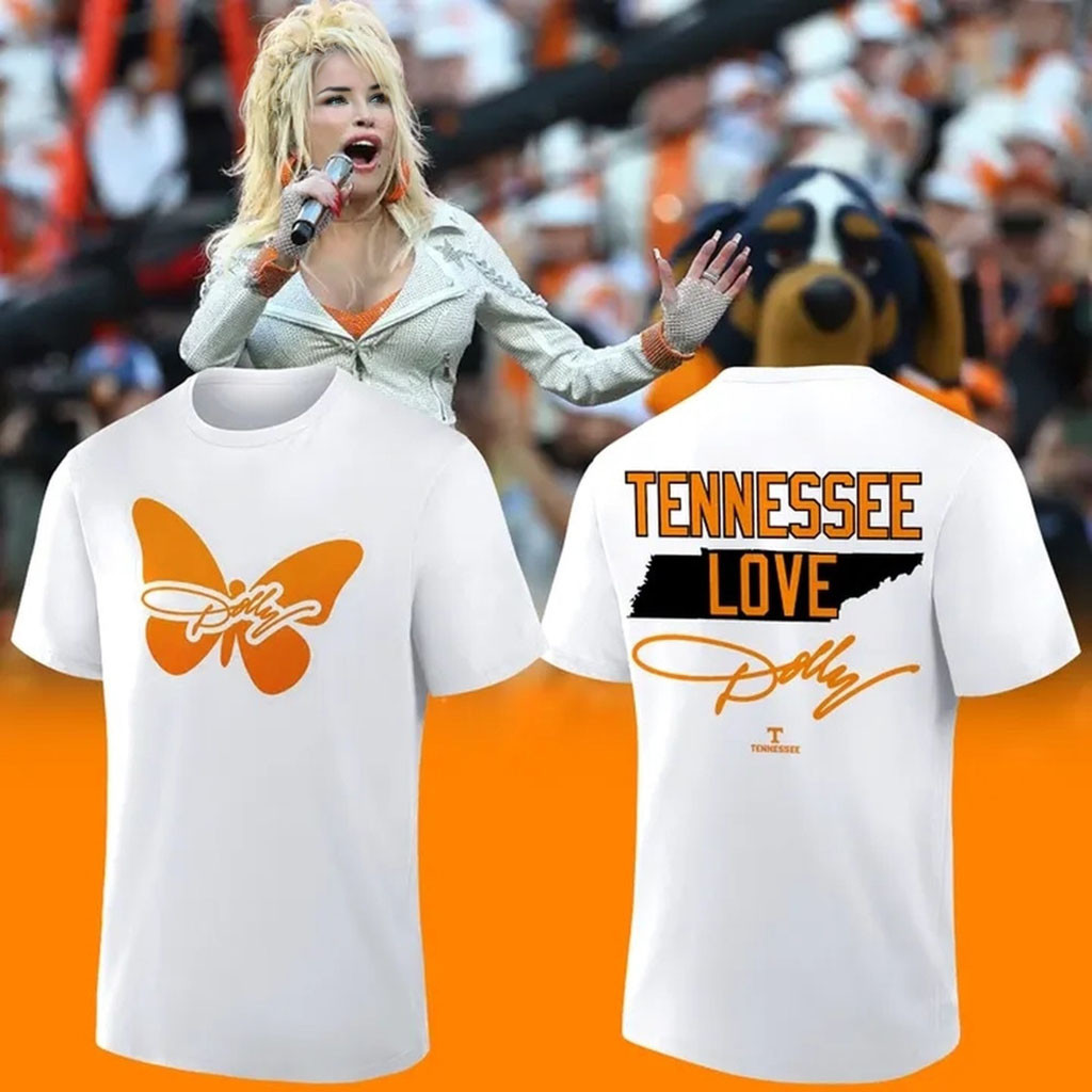 Tennessee Football Dolly Parton Signed White T-Shirt Volunteers Merch Tribute Dolly Parton Shirt